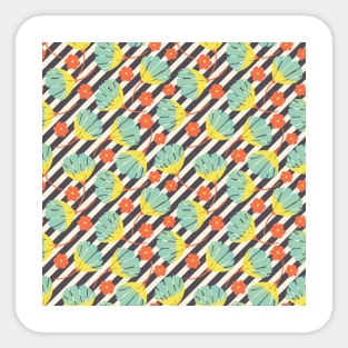 Spring Summer Flowers with Stripes Sticker